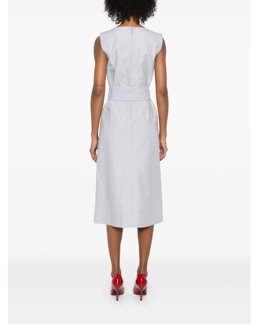 Thom Browne Gestreepte Midi-Jurk in het White