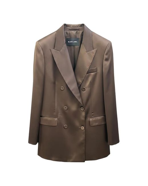 Rundholz Black Label Brown Double-Breasted Satin-Finish Blazer