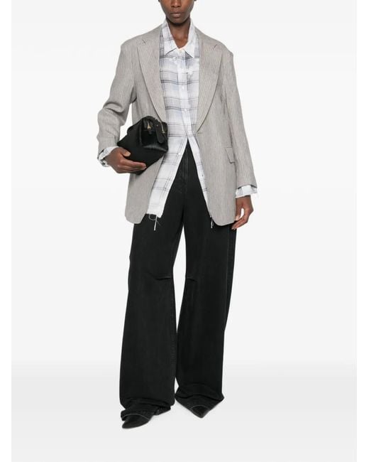 R13 Gray Pinstripe-Pattern Blazer