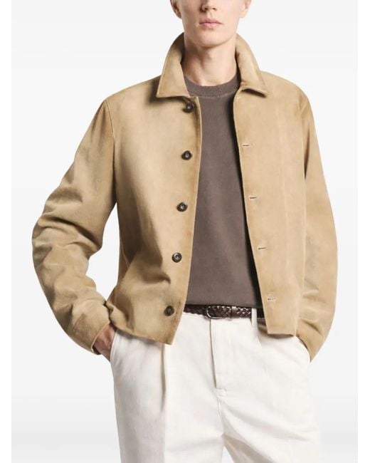 Fay Natural Buttoned Calfskin Jacket for men