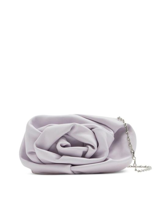 Burberry Gray Rose Leather Clutch Bag