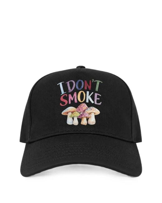 Melt Black Mushroom-Print Baseball Cap for men