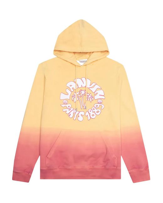 Lanvin Pink Ombre Palm-Tree Hoodie for men