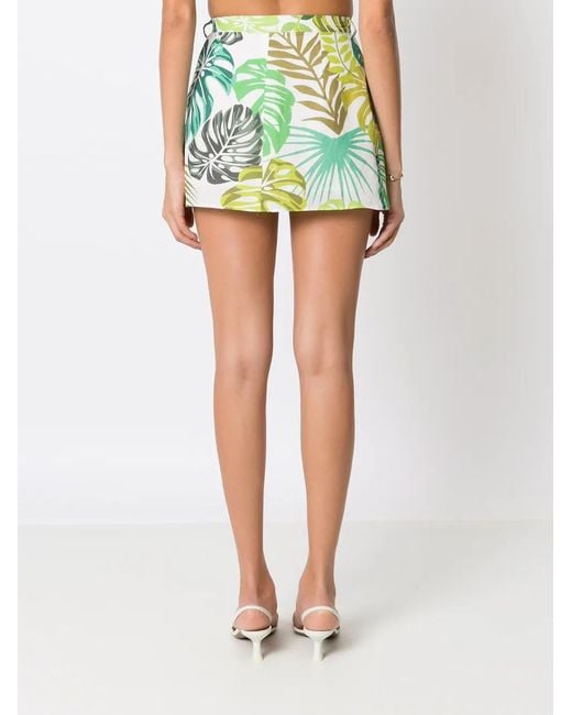 Amir Slama Green Palm Leaf Print Mini Skirt