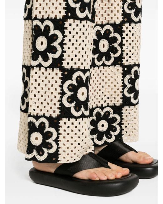 Sandro White Floral Crochet Trousers