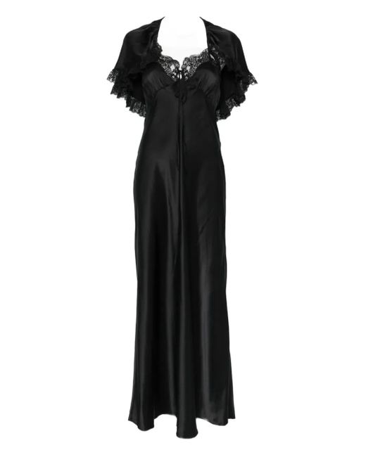 Chloé Black Lace-Cape Maxi Dress