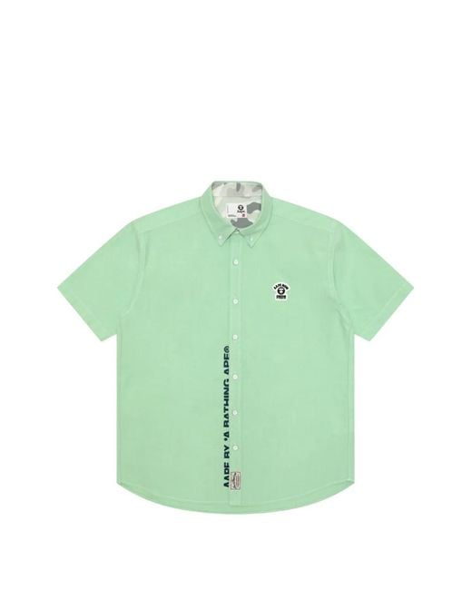 Aape By A Bathing Ape Green Logo-Patch Short-Sleeve Shirt for men