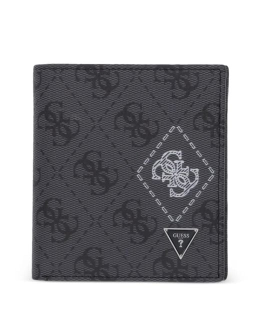 Guess Gray Logo-Pattern Wallet for men
