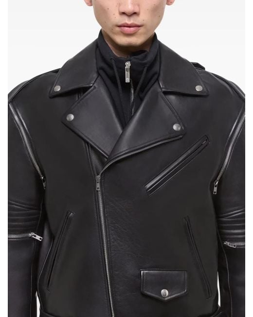 Chaqueta biker con cinturón Helmut Lang de hombre de color Black
