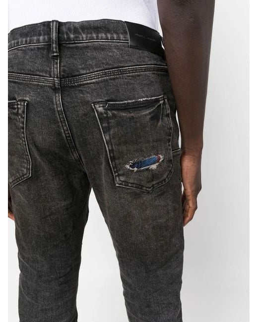 Purple Brand Black Distressed-Effect Slim-Fit Jeans for men