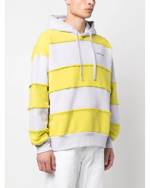 BOTTER Yellow Striped Drawstring Hoodie for men