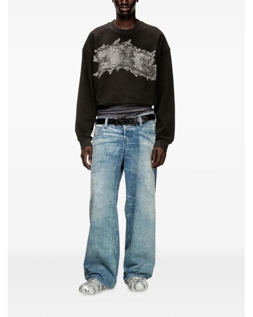 DIESEL Black Graffiti-Print Sweatshirt for men