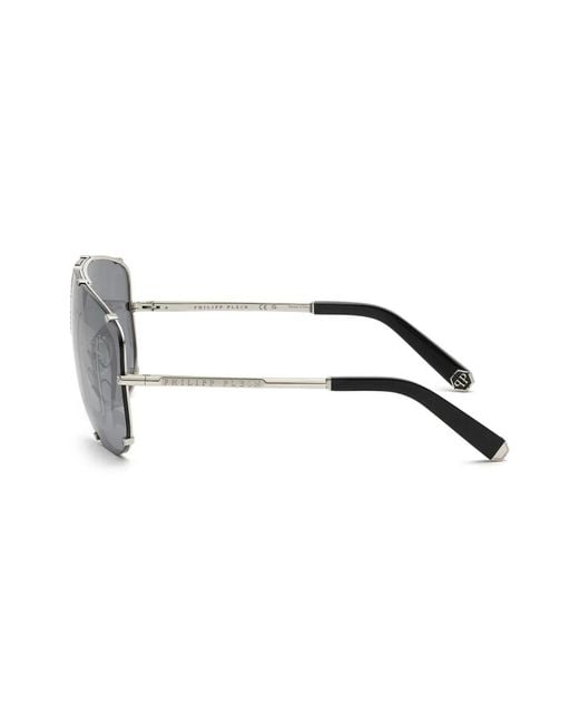 Philipp Plein Gray Stud Pilot-Frame Sunglasses