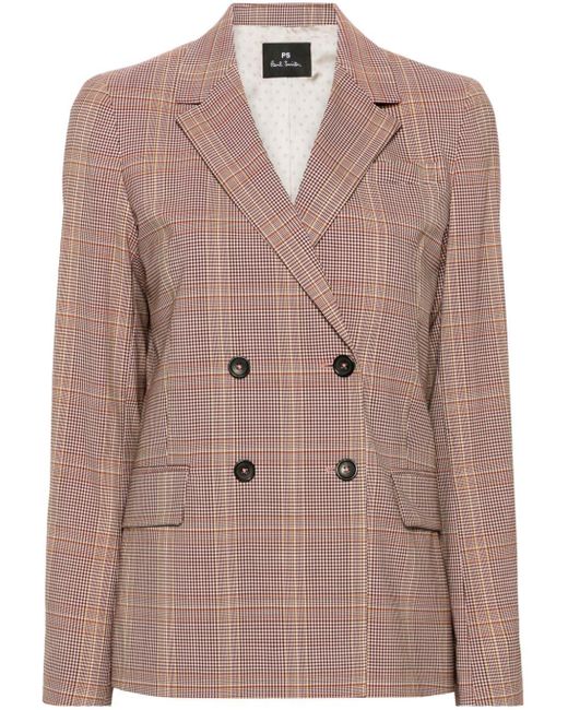 PS by Paul Smith Brown Single-breasted Check-pattern Blazer