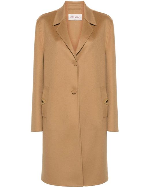 Manteau Feutré À Détail Vlogo Valentino Garavani en coloris Natural