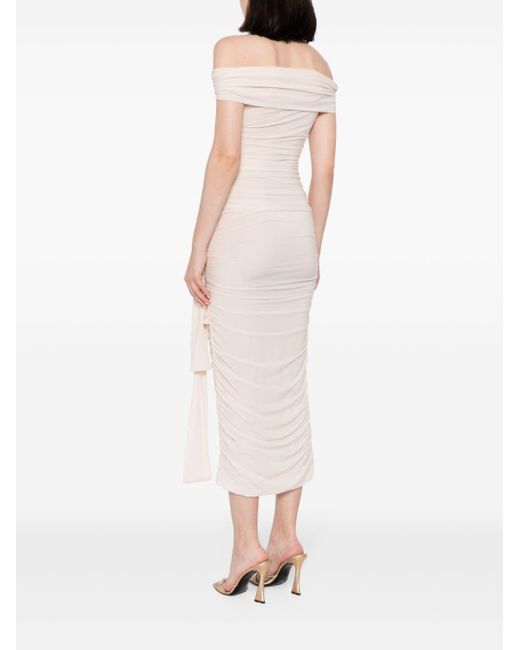 Blumarine White Hardware-embellished Ruched Jersey Gown