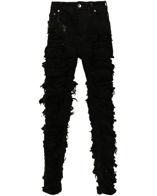 Rick Owens Black Detroit Distressed Skinny Jeans for men