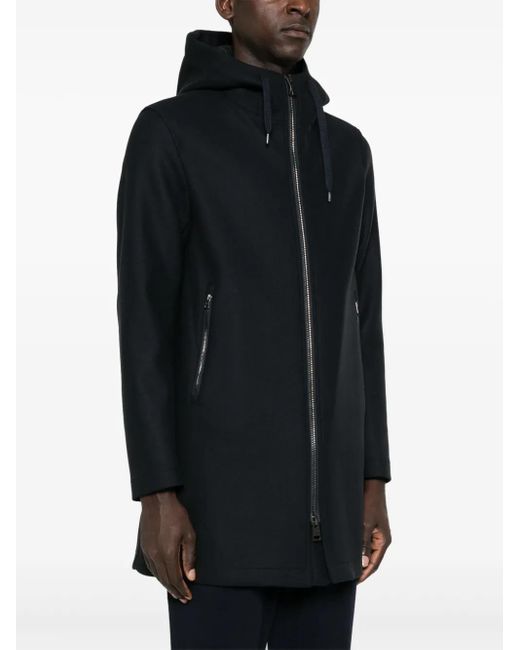 Herno Blue Virgin Wool Blend Coat for men
