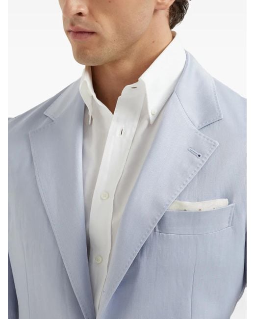 Brunello Cucinelli Blue Twill-Weave Blazer for men