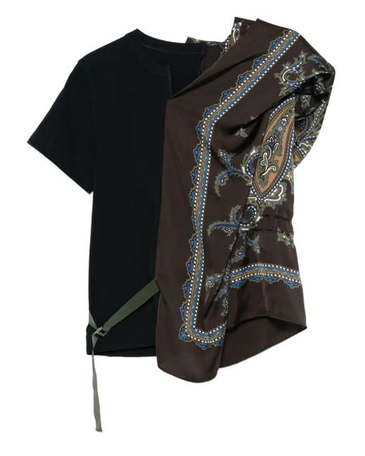 Sacai ペイズリーパネル トップ Black