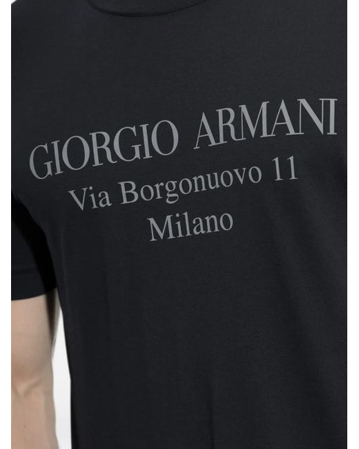Giorgio Armani Black Logo-Print T-Shirt for men