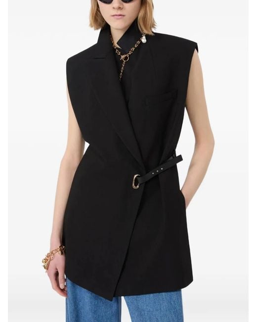 Sportmax Black Belted Sleeveless Blazer