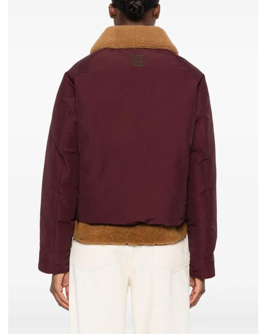 Loewe Red Shearling-Trim Puffer Jacket