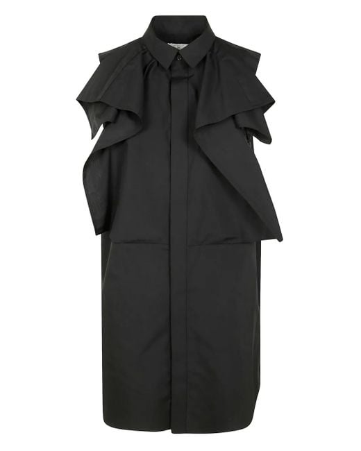 Vestido camisero con detalle de volantes Sacai de color Black