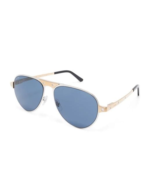 Cartier Blue Pilot-Frame Sunglasses