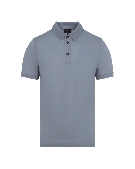 Giorgio Armani Blue Wool Polo Shirt for men