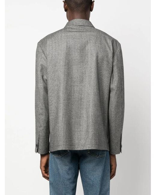 Lardini Gray Micro Houndstooth-Pattern Shirt Jacket for men