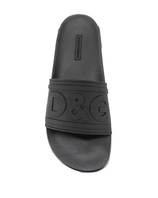 Chanclas con logo D\u0026G Dolce \u0026 Gabbana de Caucho de color Negro para hombre  | Lyst