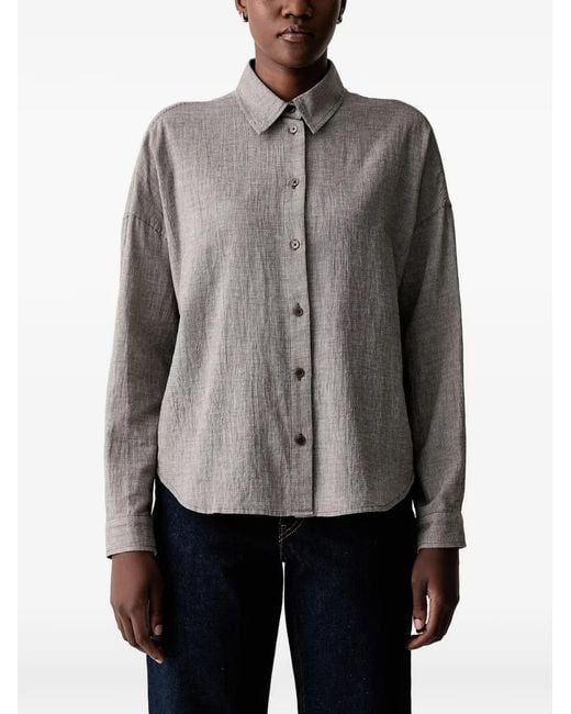 Marc O' Polo Gray Houndstooth-Pattern Dropped-Shoulder Shirt