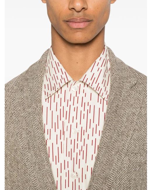 Fursac Brown Virgin Wool Single-Breasted Blazer for men