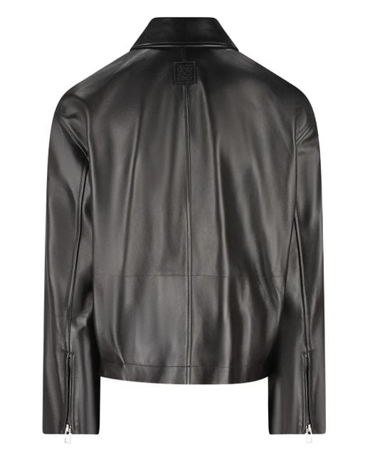 Loewe Black Belted Leather Jacket for men