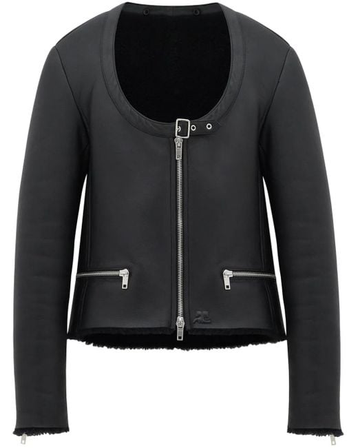 Courreges Black Holistic Shearling Jacket
