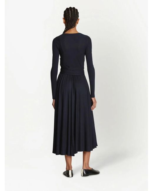 Proenza Schouler Blue Knot-Detail V-Neck Dress