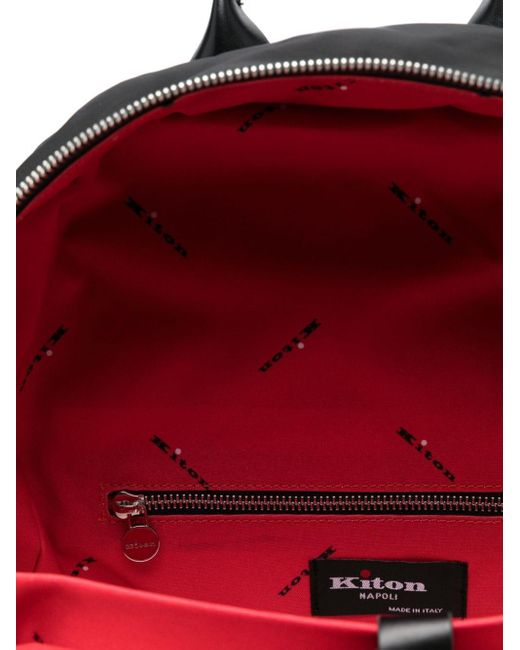 Kiton Black Backpack With Print for men