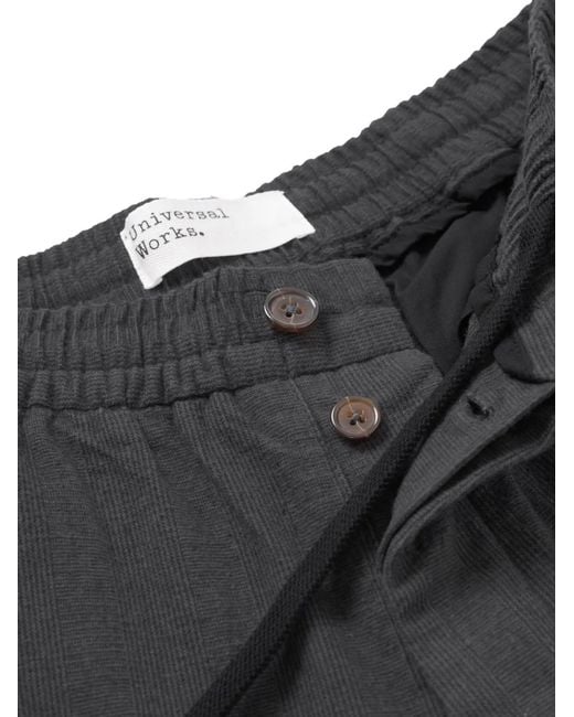 Universal Works Gray Oxford Pleated Trousers for men