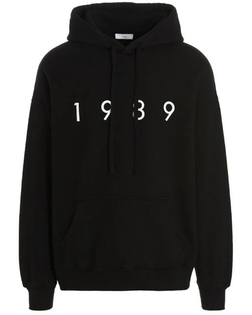 1989 STUDIO Black Logo-Print Hoodie for men