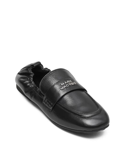 Marc Jacobs Black Logo-Plaque Leather Loafers