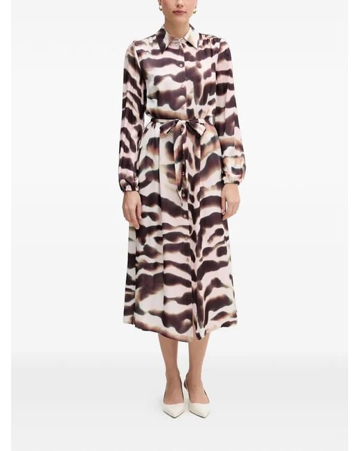 MARC AUREL White Tie Dye Belted Midi Dress