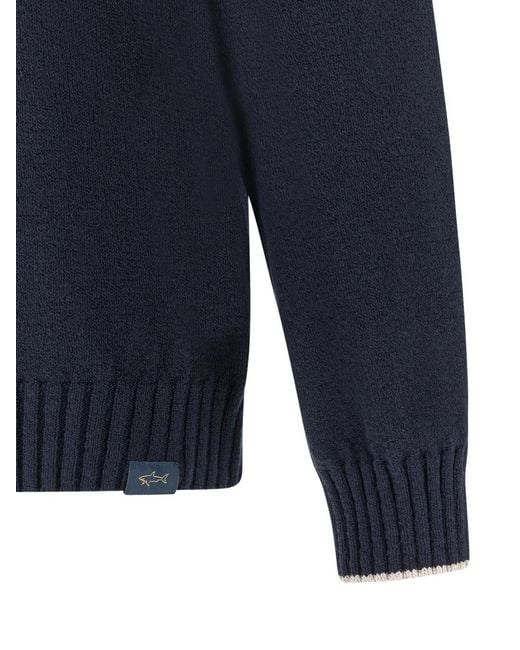 Paul & Shark Blue V-Neck Knitted Sweater for men