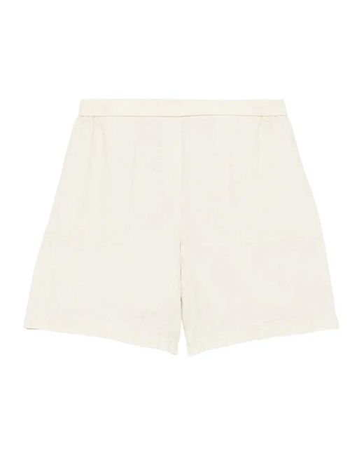 Marc O' Polo White Elastic-Waist Linen Shorts