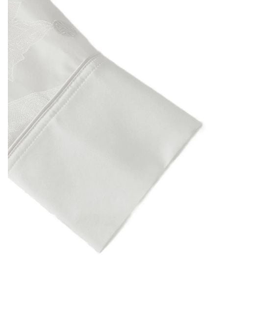 Shanghai Tang White Jacquard-Patterned Shirt Dress