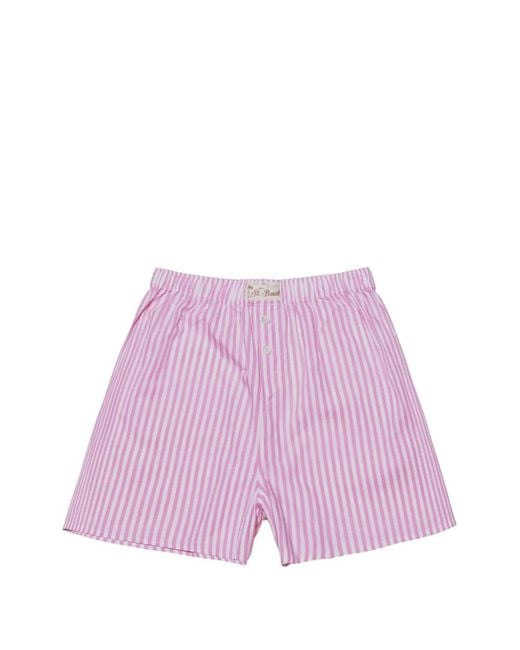 Mc2 Saint Barth Purple Striped Shorts
