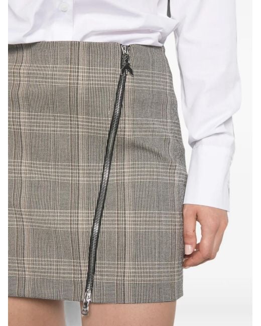 Patrizia Pepe White Check-Pattern Zip-Detail Dress