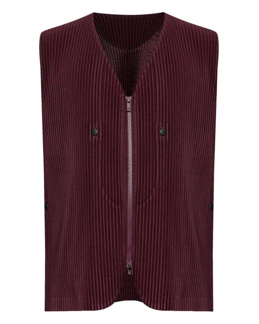Homme Plissé Issey Miyake Purple Quarry Pleated Zip-Up Gilet for men