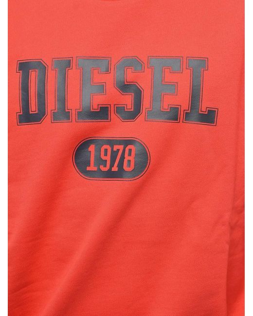 DIESEL Red Logo-Print Crew-Neck Sweatshirt for men