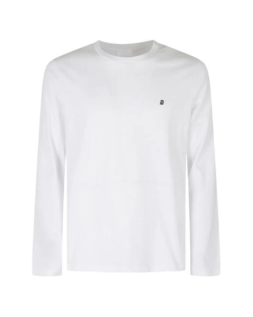 Dondup White Logo-Embroidered Long-Sleeve T-Shirt for men